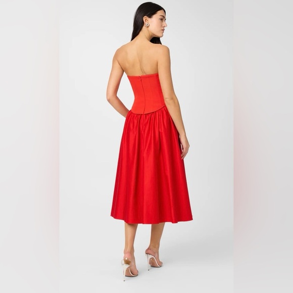 NWT Toccin Melody Corset Midi Dress In Poppy color - Picture 2 of 9